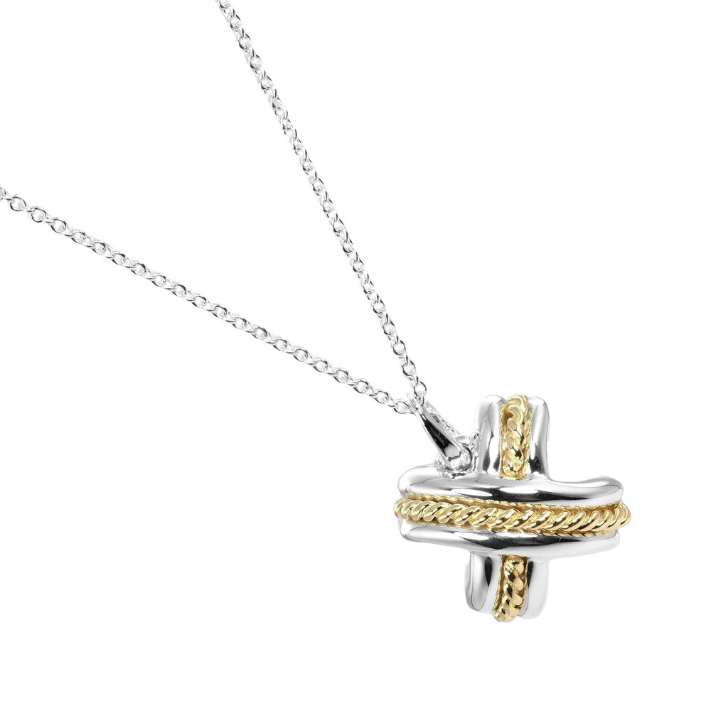 Tiffany Co Signature Necklace Sterling Silver Gold
